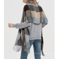 Moda de chal largo gran cuadrícula invierno bufanda cálida